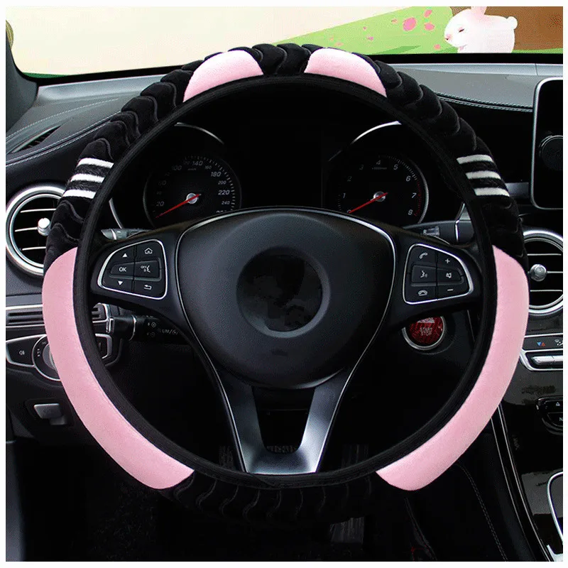 

Car Steering Wheel Cover Cute Plush Little Monster Decor for 37-38cm Steering Wheel Elastic Covers Winter Warm Anti-slip Covers