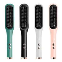 hot air comb professional hair dryer brush 2 in1 mini hair straightener curler brush styler hair straighten brush