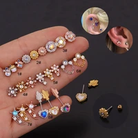 1pcs anime silvergoldrose gold cute bohemian earrings tragus piercing jewelry stainless ssteel conch rook septum ear studs