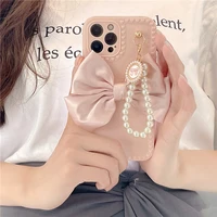 phone case for iphone 13 cover pearl bracelet bow for iphone 12 11 13 pro max mini x xr xs max 6 s 7 8 plus soft phone case