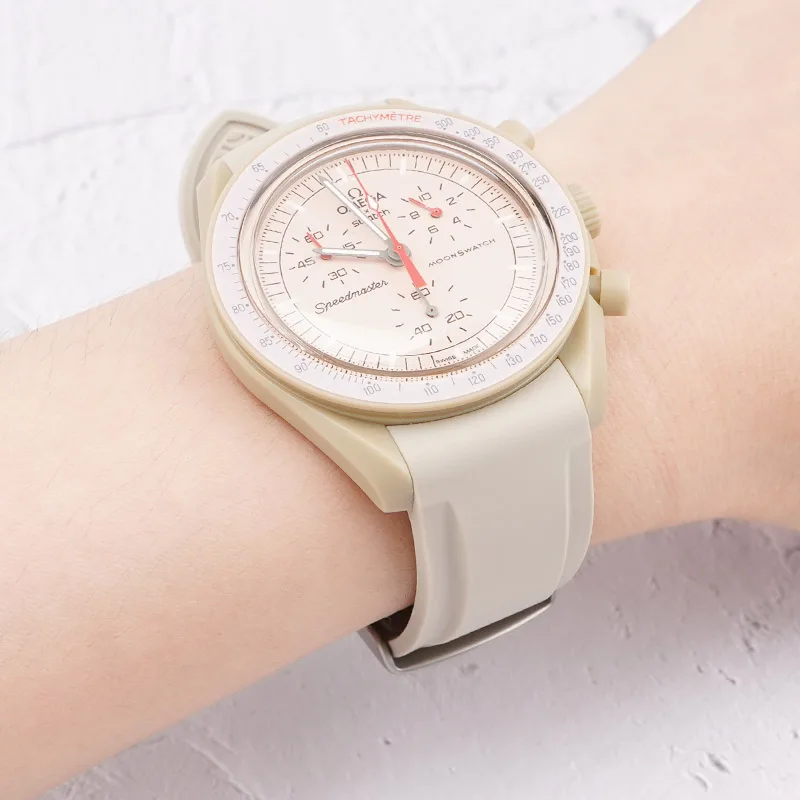 Hot Curved End Strap for Omega Watchband co-branded Moon Watches Men Women 20mm Soft Rubber Wrist Band Bracelet enlarge