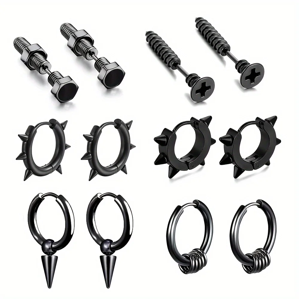 2/12 шт. серьги-гвоздики из нержавеющей стали
