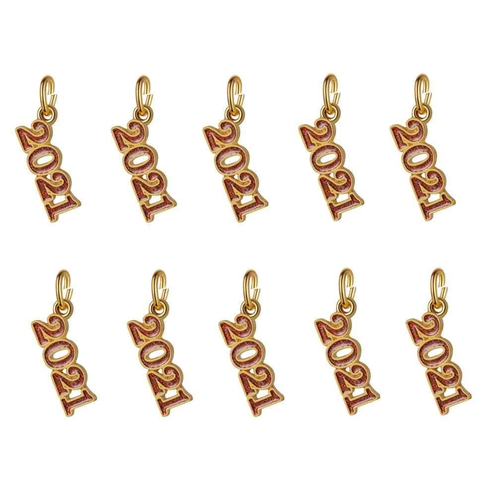 

10Pcs Creative 2021 Charms Bracelet Necklace Pendants Jewelry Making Accessories