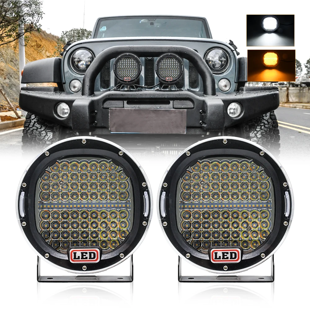 

2Pcs 7 Inch Round LED Car Work Light 12V 24V 300W Dual Color Spotlight Auxiliary Lamp Truck UTV SUV ATV Offroad Light
