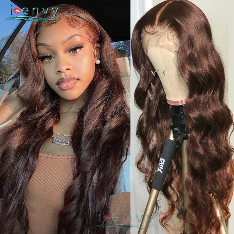 #4 Chocolate Brown Lace Front Wig Body Wave Human Hair Wig Transparent Lace Frontal Wigs for Women Dark Brown Wig Pre Plucked