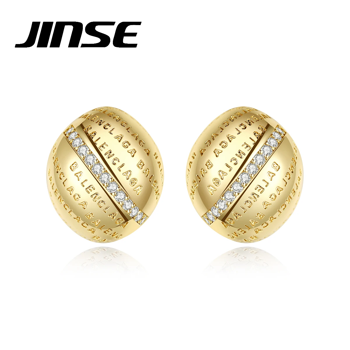 Женские и мужские серьги-гвоздики с фианитом овальной формы