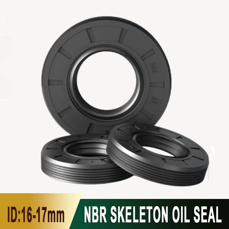 

5/10 шт. ID16/17 мм, черный нитриловый резиновый сальник вала, TC/FB/TG4, сальник со скелетом, OD22/23/24-48 мм, NBR, пружинная шайба с пазами для губ