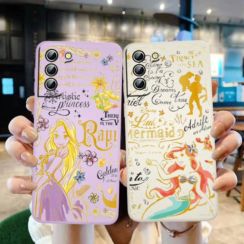 

Disney Princess Pretty Phone Case For Samsung Galaxy S22 S21 S20 S10 S9 Ultra Plus Pro FE Lite Liquid Candy Color Shell