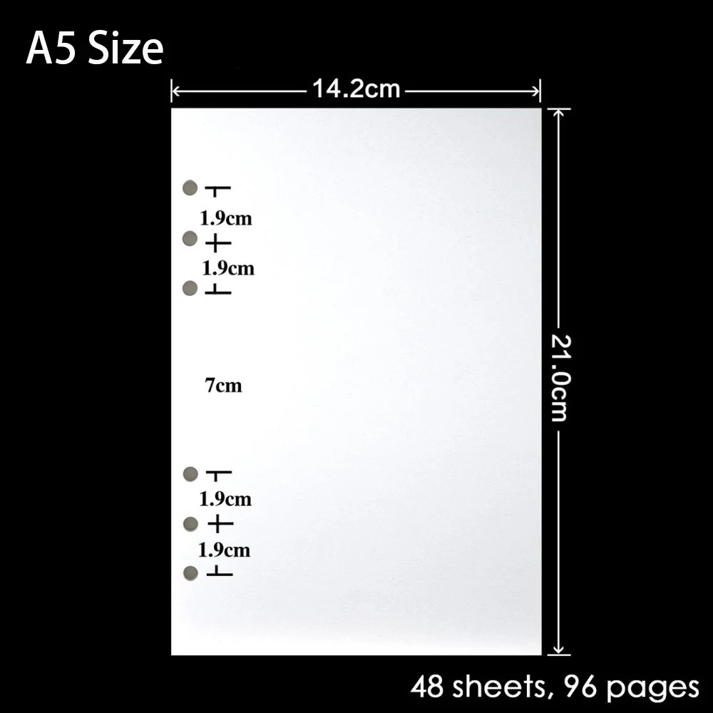 

High Quality Ring Binder Notebook A5 Insert Refills 6 Holes Loose Leaf Spiral Diary Planner Inner Core 100g Paper