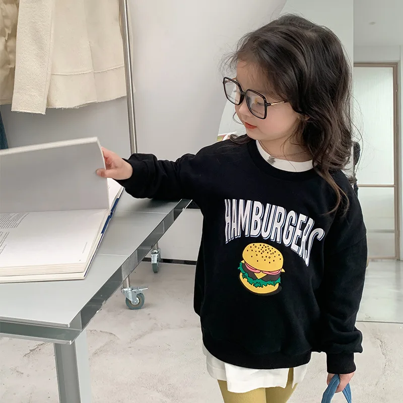 

Spring Unisex cartoon long sleeve sweatshirts Children cotton 6 colors loose pullovers