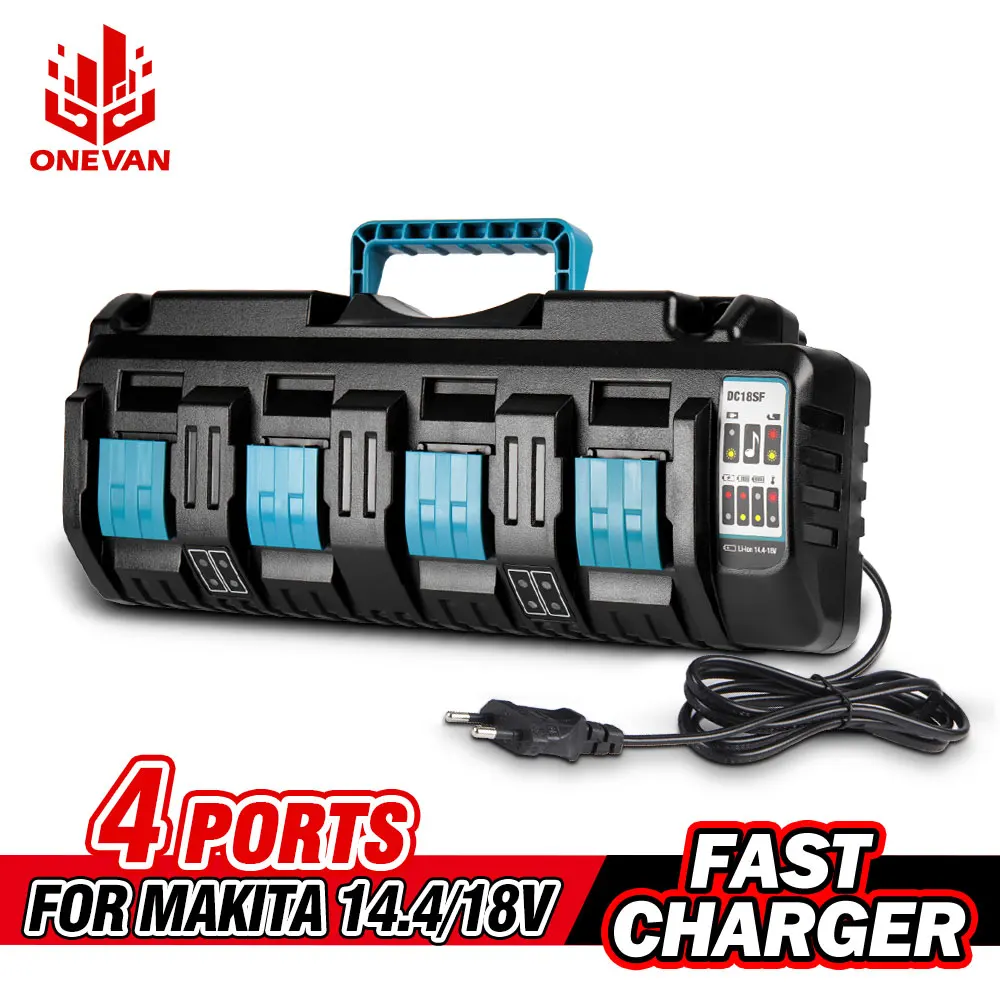 

New 4-Port Li-Ion Battery Charger 14.4V 18V 12A Fast Charger For Makita BL1820 BL1830 BL1850 BL1430 Power Tools