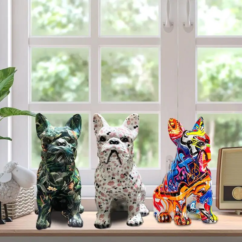 

Creative Customize French Colorful Bulldog Statue For Home And Offices Attractive Decorations And Dog Lovers Gift Supplies