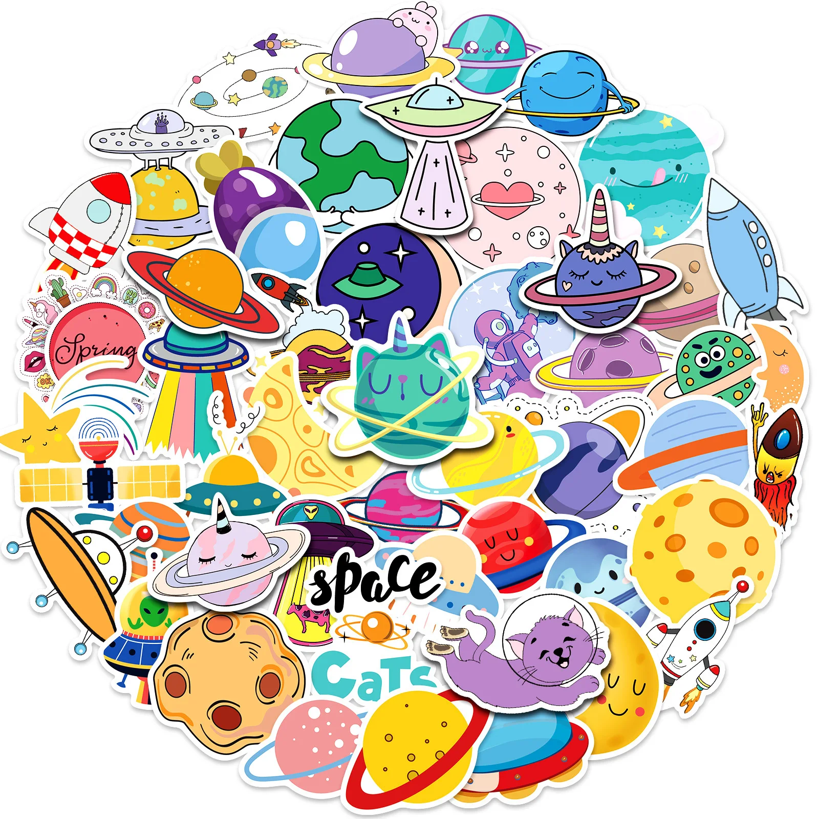 

10/30/50PCS Popular Cartoon Universe Planet Sticker Pack Skateboard Decoration DIY Laptop Waterproof Children's Decal Wholesale