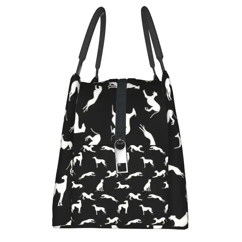 Изолированная сумка-тоут для обеда с силуэтами Greyt Greyhound женщин холодильник собак