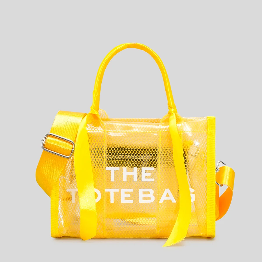 

PVC Transparent Small Handbag for Women Letter Printing Tote Fashion Shoulder Crossbody Bag Ladies Summer Beach Bags Purses Ins