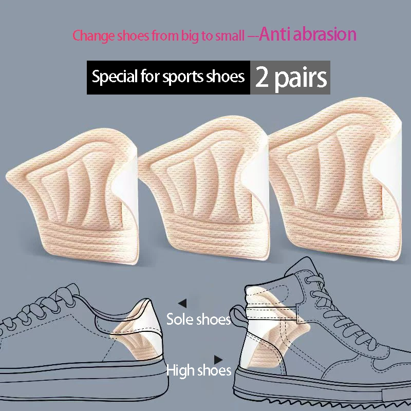 2Pacs Insoles For Sport Shoes Men Adjustable Size Antiwear Feet Pad Women For Shoes Heels Insoles Protector Sticker Care Inserts