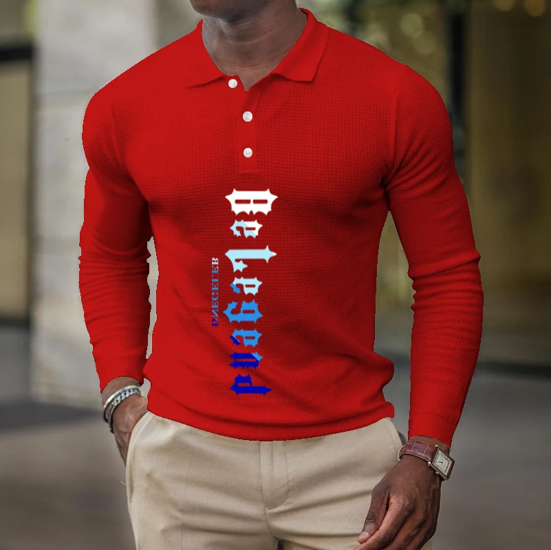 

Men's Spring and Autumn New High Quality Sports Long Sleeve Men's Fashion Print Trendy Polo Shirt Tops