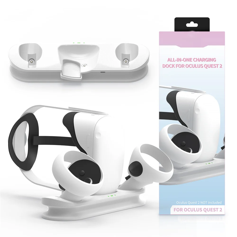 

For Oculus Quest 2 VR Headset Controller Charging Accessories Magnetic Charging Base Station with Battery
