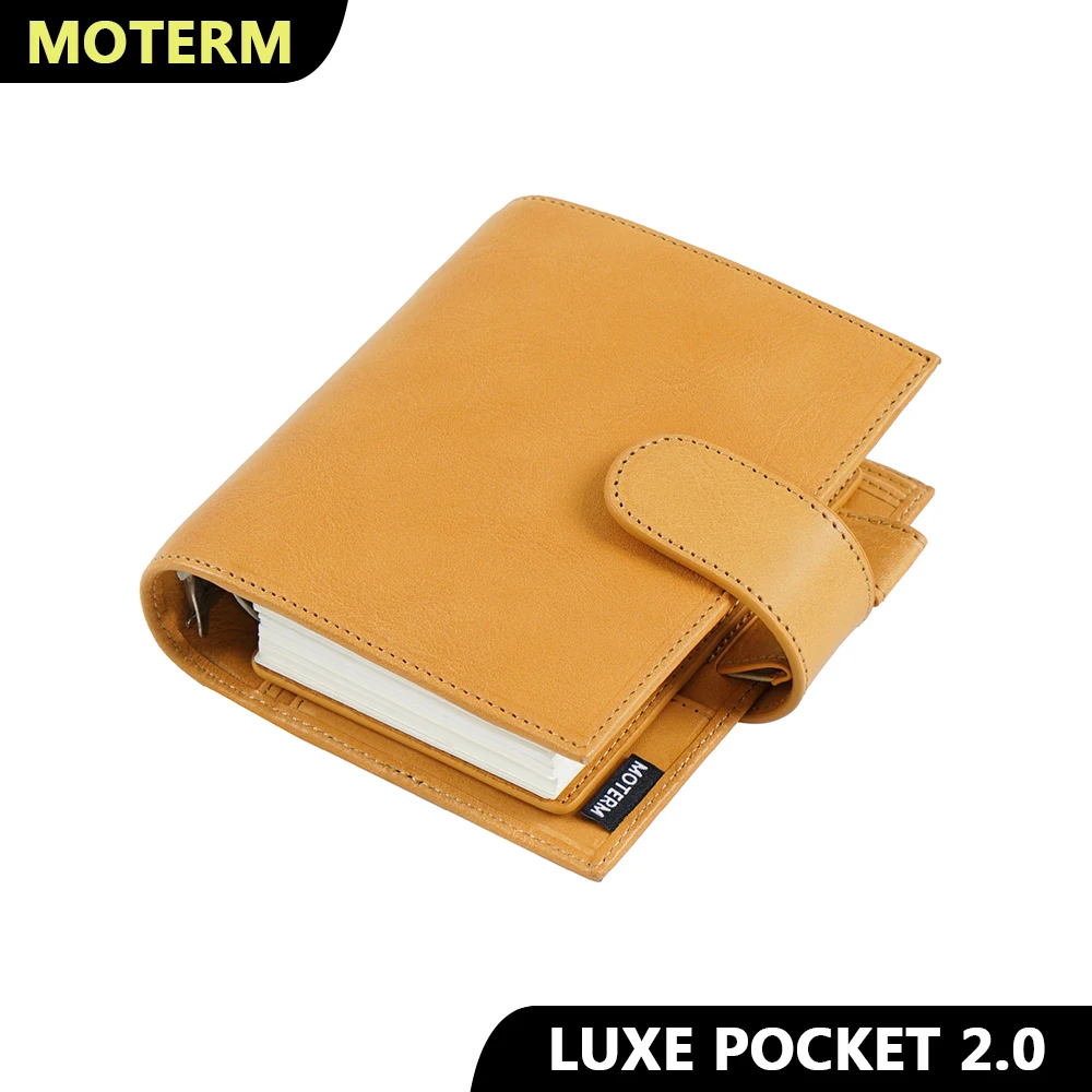 

Moterm Full Grain Veg Tan Leather Pocket Luxe 2.0 Rings Planner A7 Notebook with 30MM Rings Agenda Organizer Diary Journal