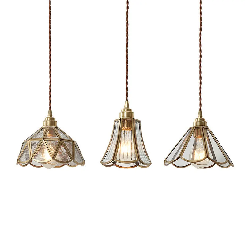 Modern Hanging Lamp Lighting Nordic Glass LED Pendant Lights Fixture Copper For Bedroom Bedside Dinning Room Restaurant