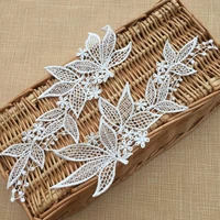 1pcs embroidery flower lace fabric leaf lace applique collar trim pearl patches patch fabric accessories dentelle parches qa10