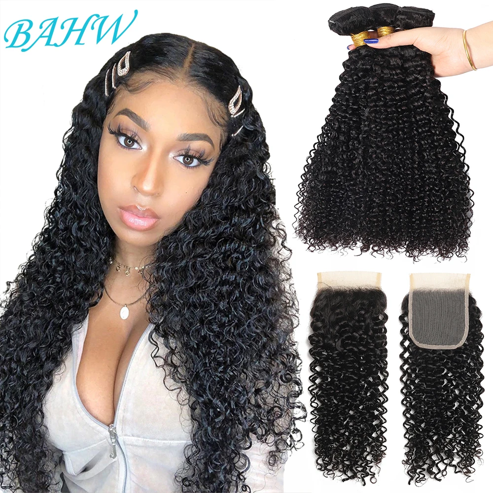 

Курчавые вьющиеся пучки с застежкой малазийские вьющиеся волосы 3 пряди с кружевной застежкой 4x4 натуральные человеческие волосы для наращ...