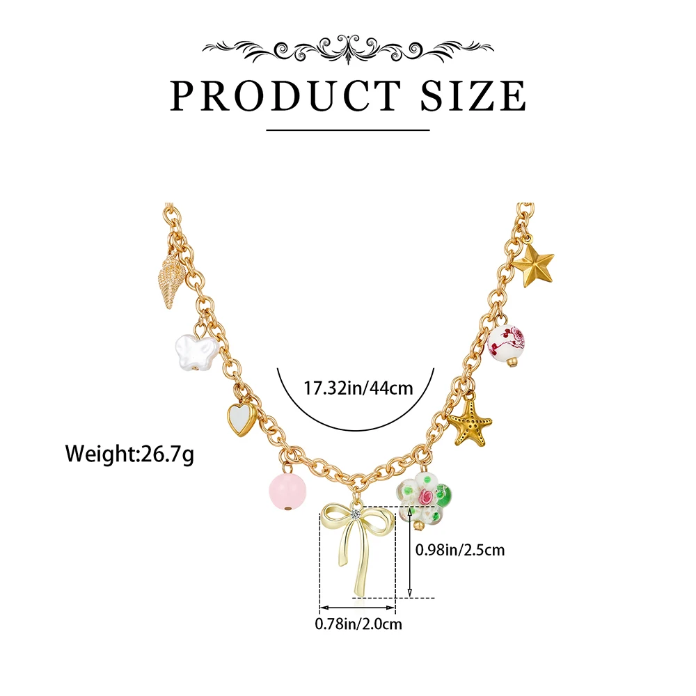 Креативное ожерелье с подвесками в виде цветка морской звезды и банта для женщин