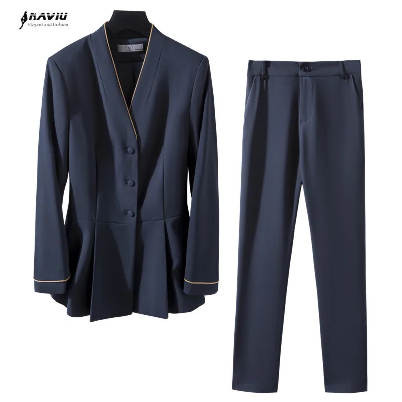 High Quality Pants Suit For Women Two Pieces Set Fashion Blazer and Trousers Office Lady Formal Uniform Workwear