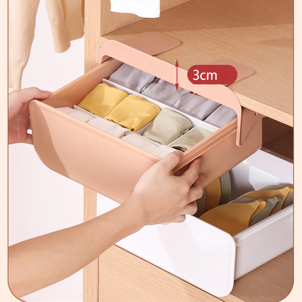 

Drawer storage box multi-function Wardrobe Organizer For Underwear Sock Self-Adhesive Under Desk Compartment storage bin 2022