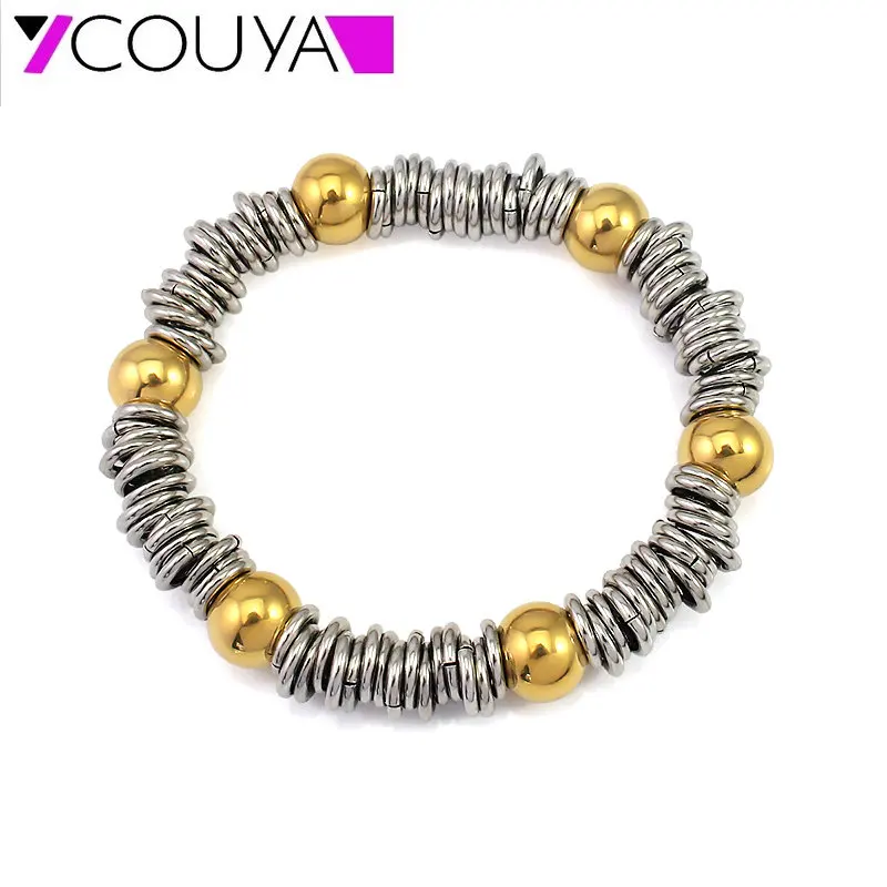 

Charm Couple Friendship Bracelet sliver circle with gold bead bracelets for women Scalable bangle bracelet Lucky Wish Jewelry