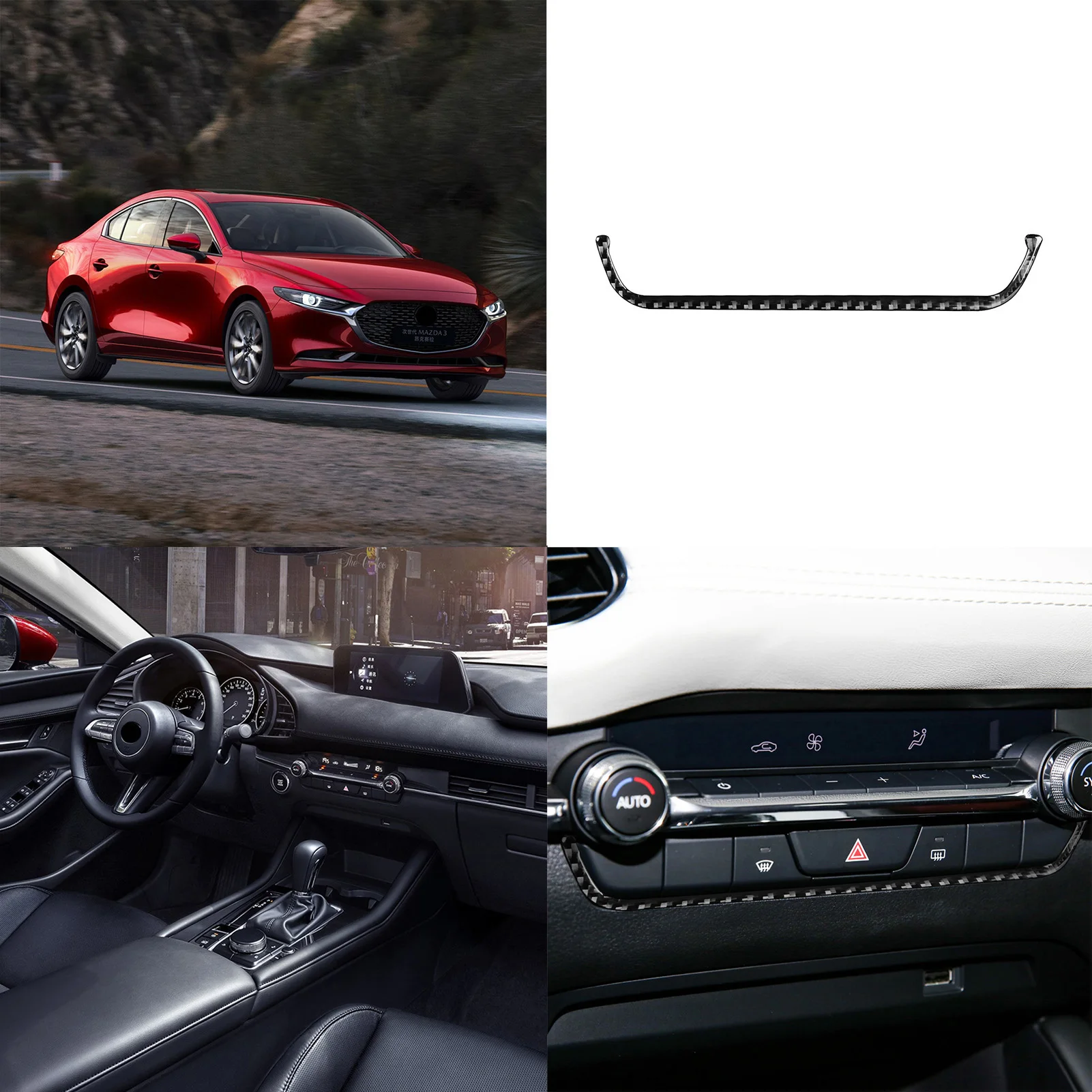

for Mazda 3 Angkesaila 2020 Air Conditioning Control Decoration Cover Trim Sticker Decal Car Interior Accessories Carbon Fiber