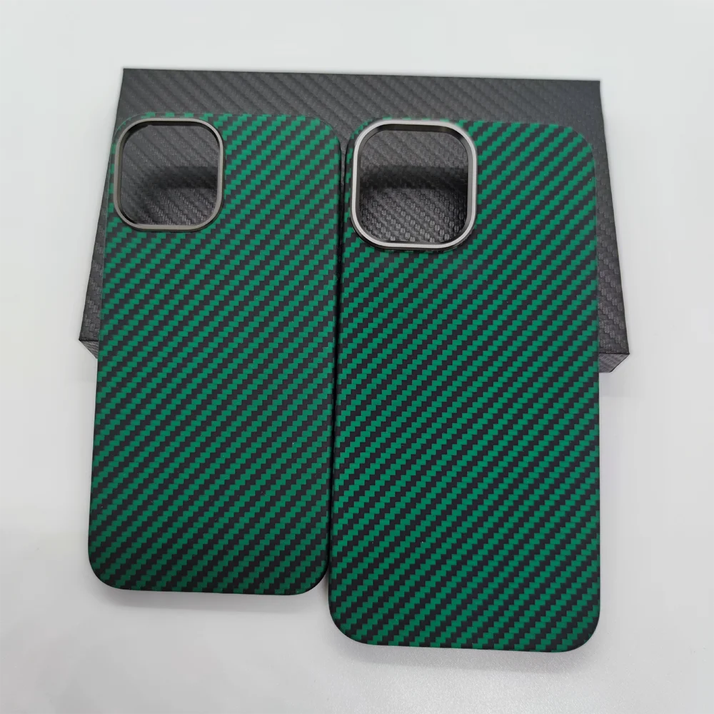 

Green Carbon Fiber Phone Case For IPhone 12 Pro Max 12Pro 12Promax Covers High Quality Ultra-thin Aramid Fiber Hard Cover Cases