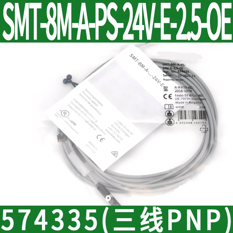 

Магнитный переключатель цилиндра типа FESTO SMT-8M-A-NS-PS-24V-E-2.5-0E 574388 574335 Трехъядерный датчик приближения NPN/PNP 150855