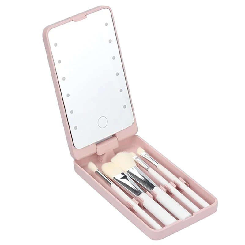 

LED Makeup Mirror Portable Makeup Mirror Travel Mirror Stroage Box Makeup Organizer Mirror Box With Full Set Brushes