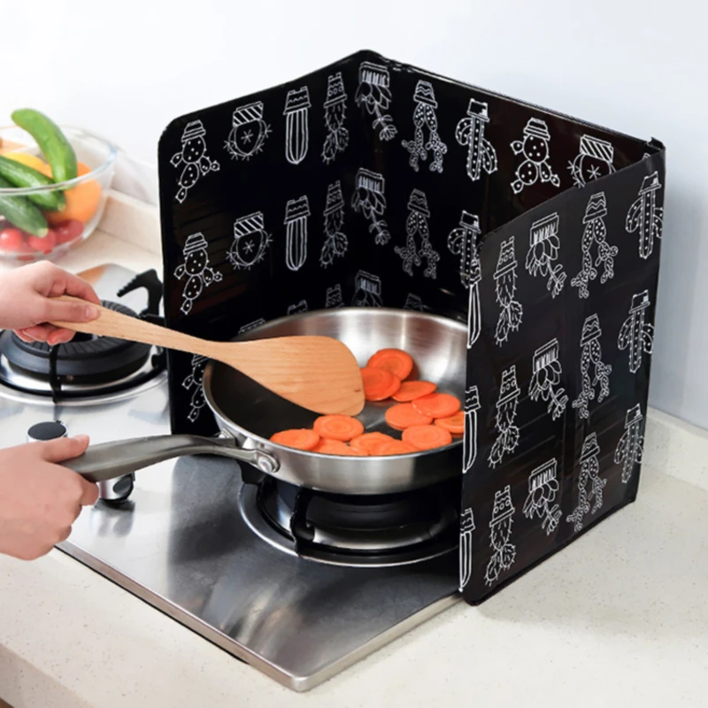 

Защитный экран от разбрызгивания масла, алюминиевая складная перегородка для кухонной газовой плиты, портативная сковорода, Бытовые аксес...