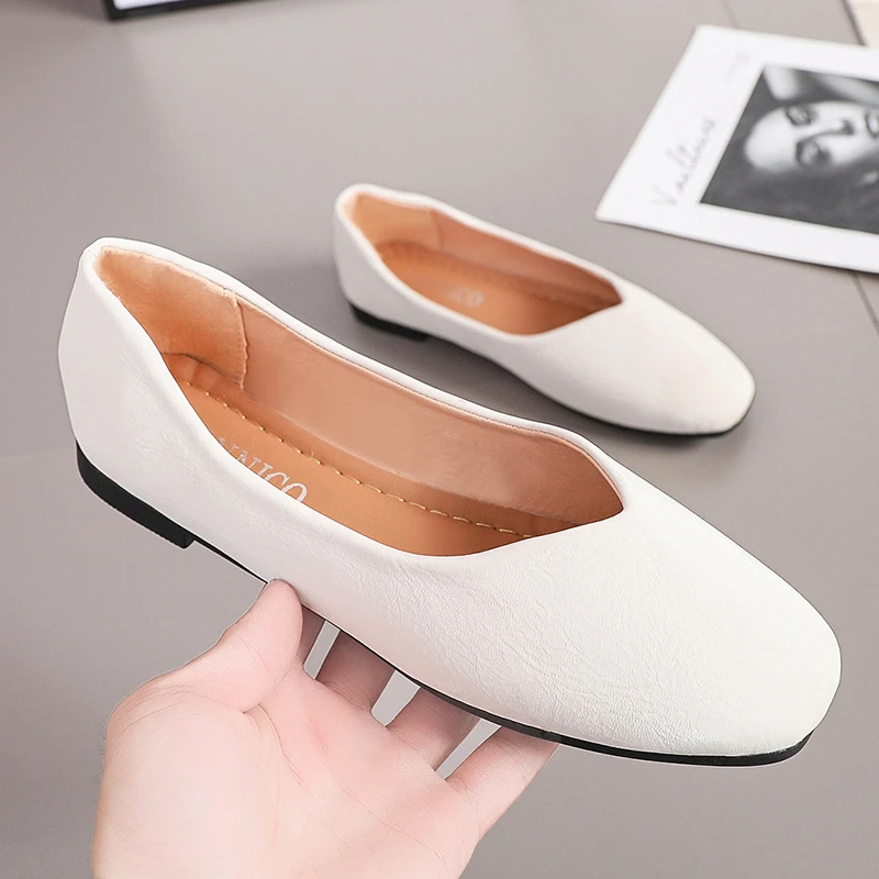 

Women Casual Shoes 2023 Spring New Light Soft Sole Square Toe Women Single Shoes Flats Office Work Slip on Ladies Walking Shoes