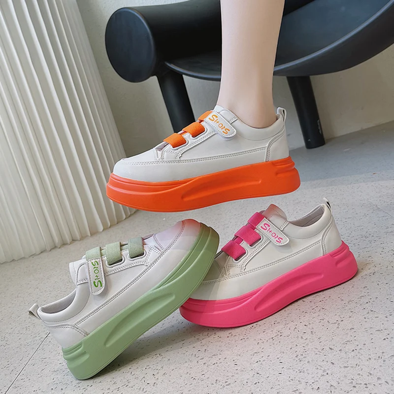 

Small White Shoes Shallow Mouth Round Toe Autumn Clogs Platform Casual Female Sneakers 2022 Fashion Women's Summer Fall Creepers