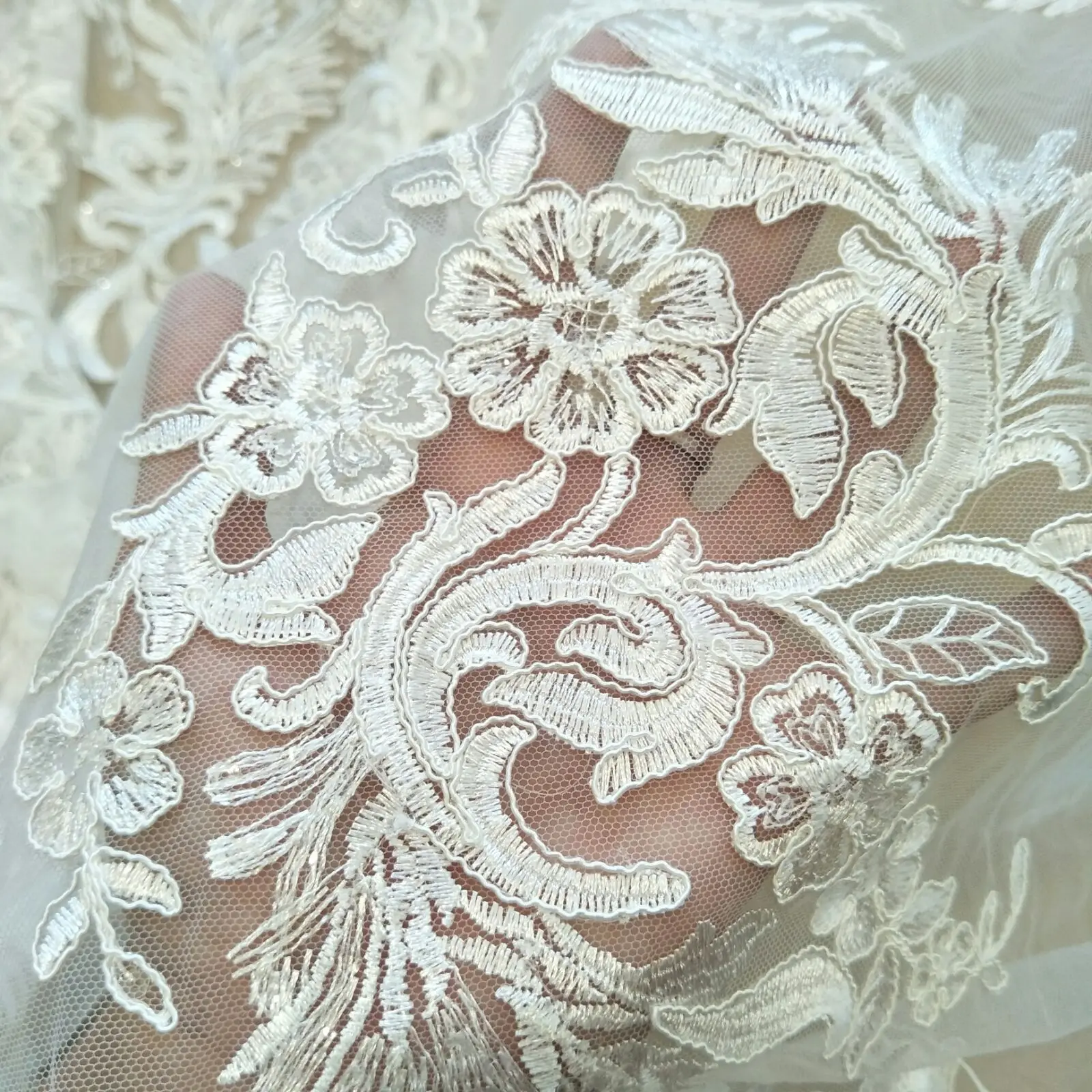 Модное плотное проводное свадебное платье кружевная ткань ширина 130 см с