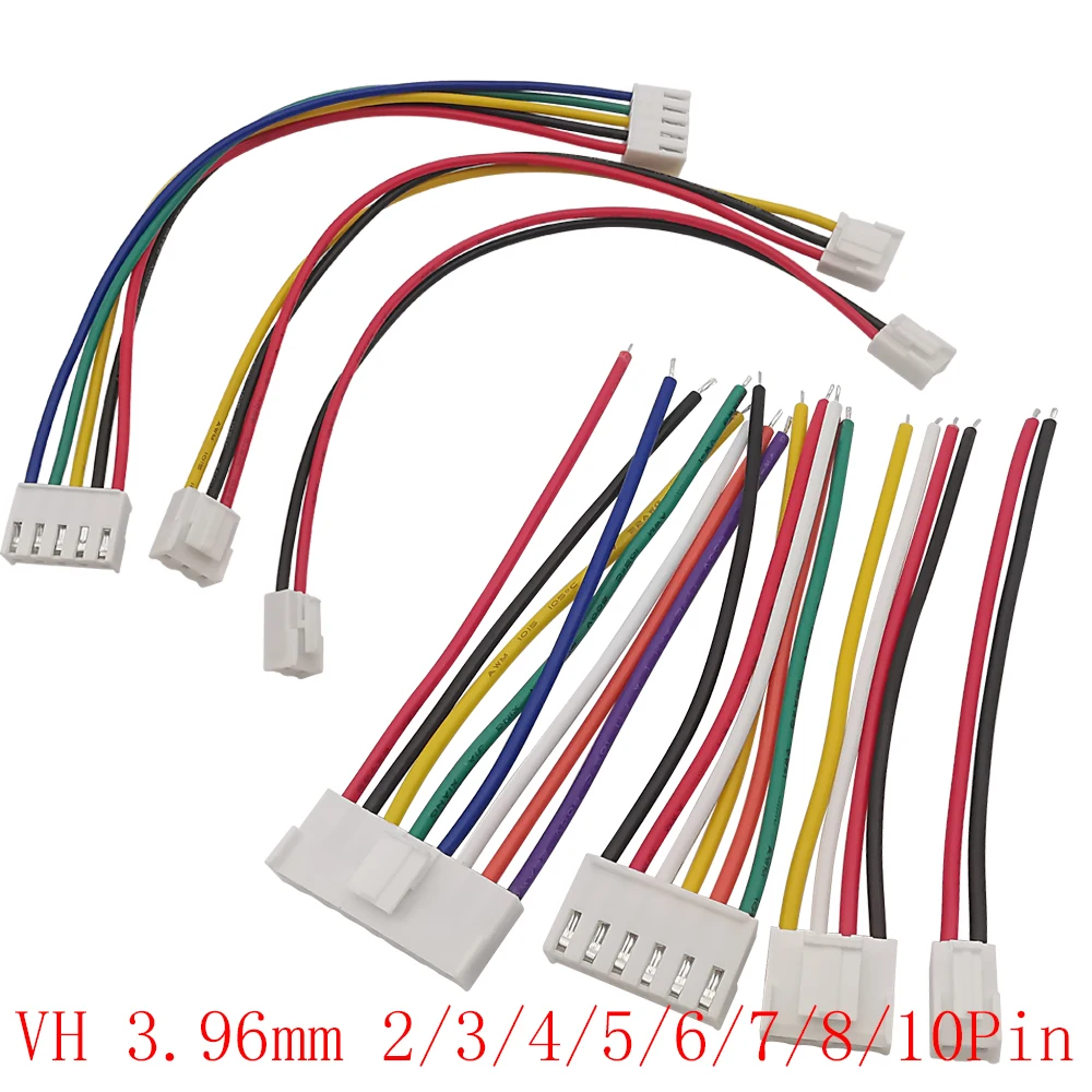 

3Pcs JST Pitch VH3.96 MM Female Housing Plug Sing/Double Head Connector 2P/3P/4P/5P/6P/8P/10 Pin Wire Length 10/20/30CM 22AWG