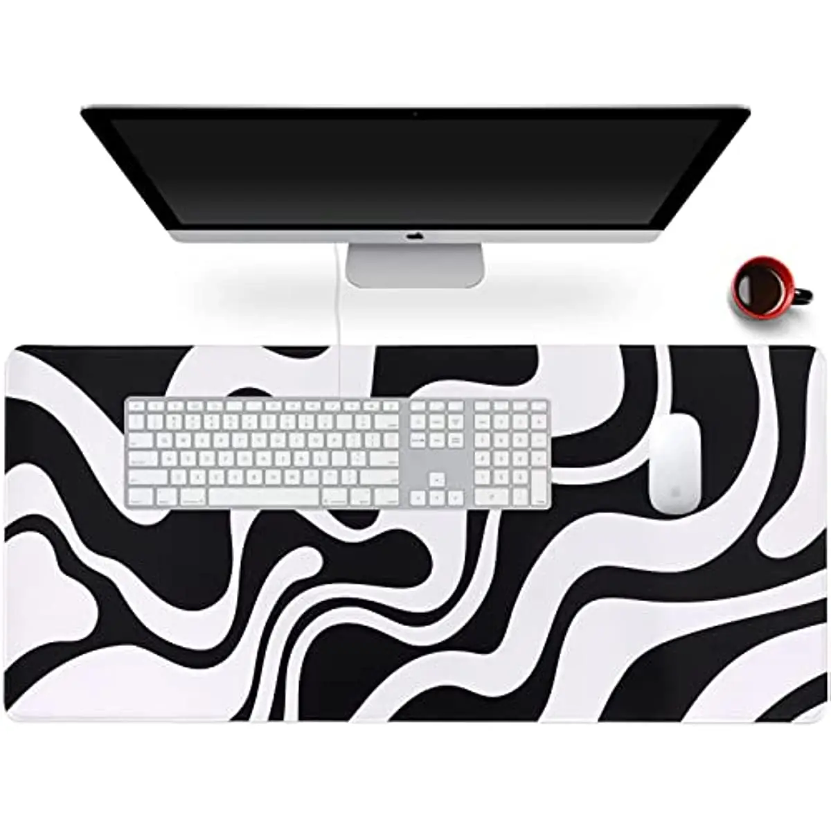 

Abstract Desk Mat Extended XXL Keyboard Laptop Mousepad with Stitched Edges Non Slip Base Computer Desk Pad 35.4x15.7 Inch