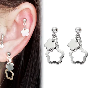 2PC Stainless Steel Ear Piercing Earrings Cute Flower Ear Stud Tragus Daith Conch Lobe Helix Pircing 16G 20G Gauge Body Jewelry