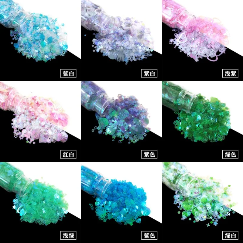 

15g Mixed Shiny Heart Flower Flower Nail Art Charms Sequins Holographic Laser Flake Nail Decorations Glitter Power Accessories