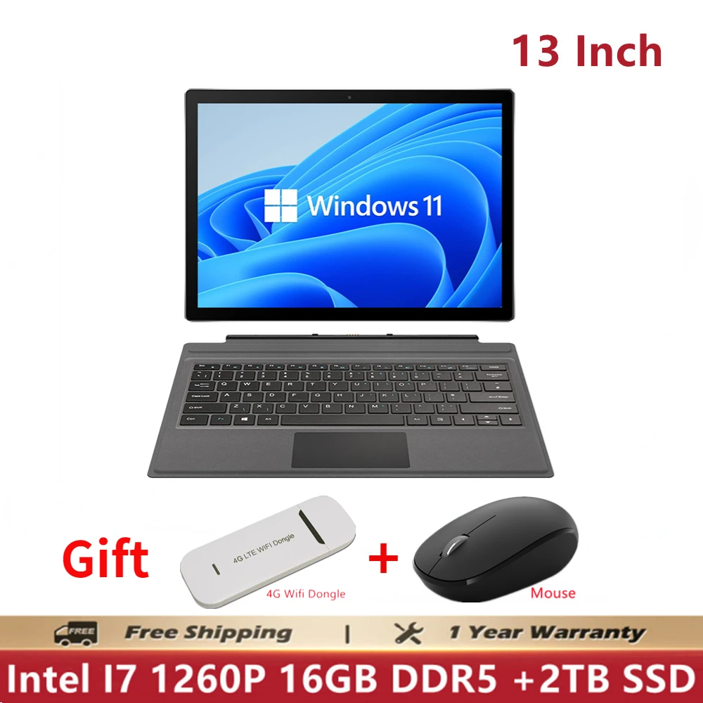 Original T1  2 IN 1 Tablet Windows PC 11 Office Computer Gaming 13