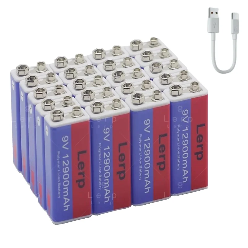 Перезаряжаемая литий-ионная батарея 9 В 12900 мАч мини-USB игрушечный микрофон