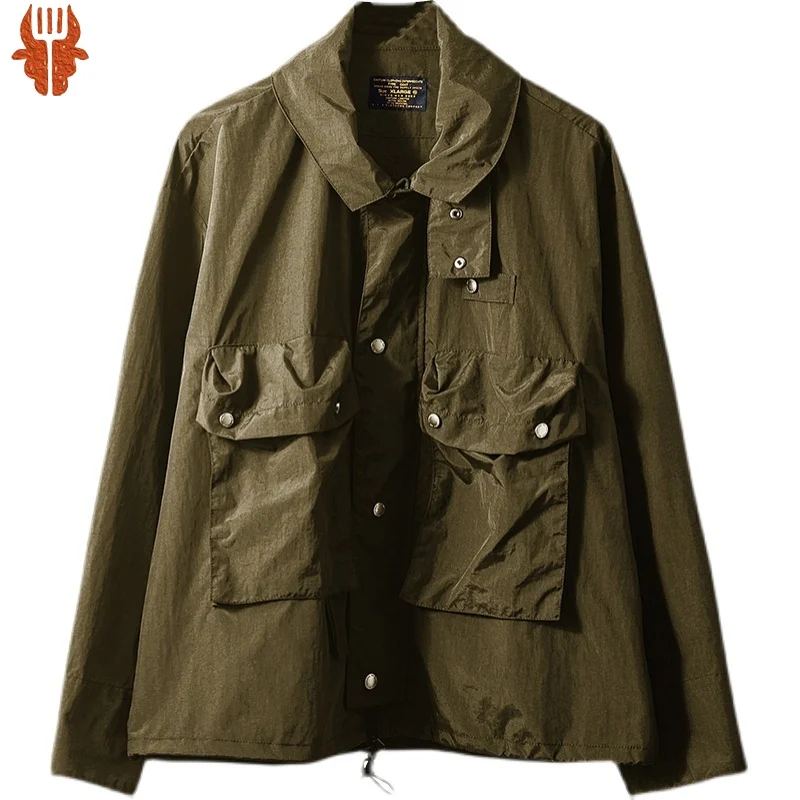 

Men's Outdoor Jacket Stand Collar Loose Hiking Military Motorcycle Safari Outwear Spring Autumn 2023 Vintage Male Clothing
