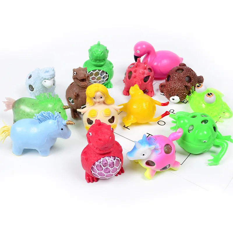 

TPR Animals Squeeze Toys Decompression Vent Ball Dinosaur Bat Unicorn Fidget Stress Toys 1pc Random