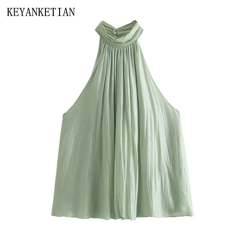 KEYANKETIAN 2024 Новый пусковой жилет с эффектом металлической текстуры Женский