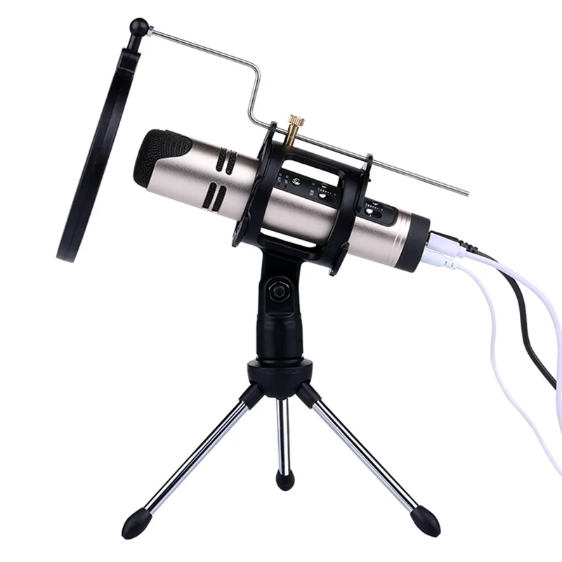 

Adjustable Microphone Stand Desktop Tripod for Computer Video Recording with Mic Windscreen Filter Cover