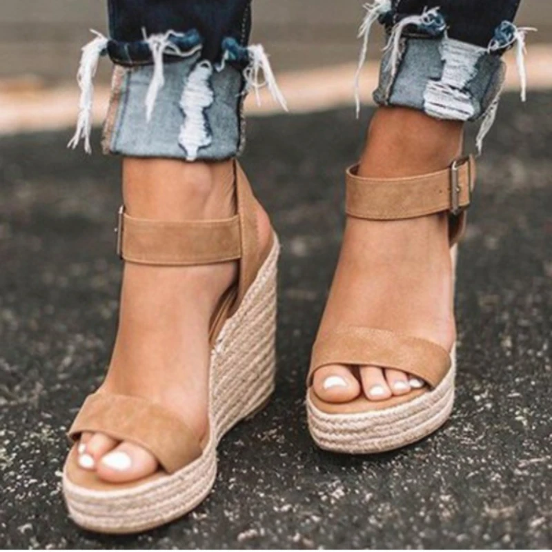 

2022 New Ladies Shoes Platform Sandals Women Comfortable Wedges High Heels Pumps Sandalas Espadrilles Female Summer Plus Size 43