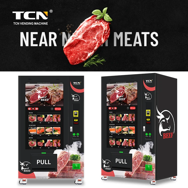 Автоматический Лифт торговый автомат большой экран для продажи свежего мяса